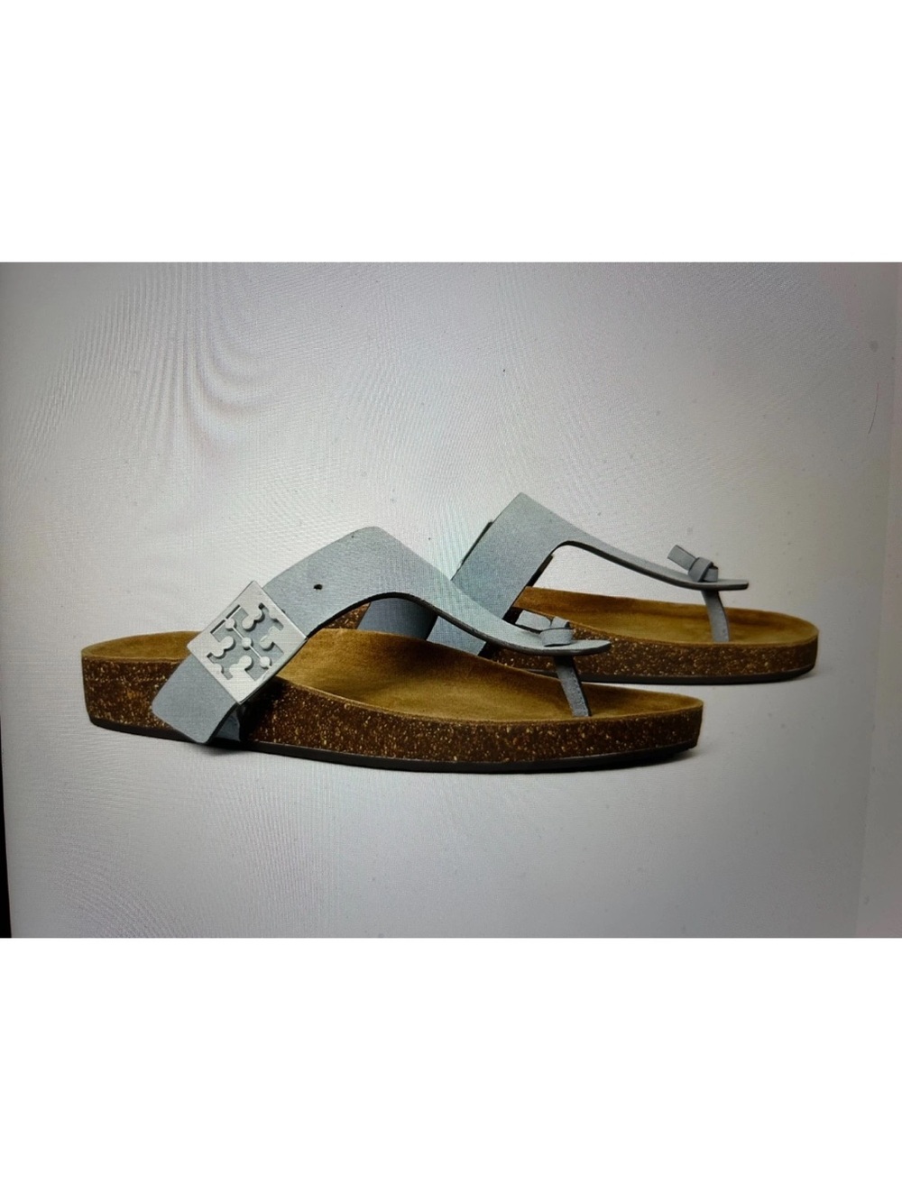 Tory Burch Leather Thong Sandals Aria Blue size 8 New $250